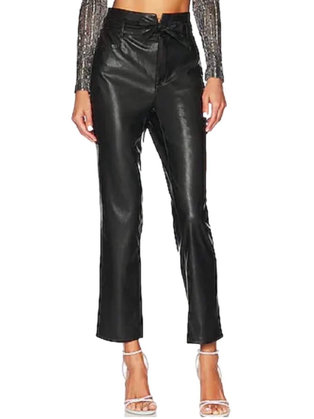 NWOT PAIGE Kona Black Faux Leather High-Rise Ankle Pants